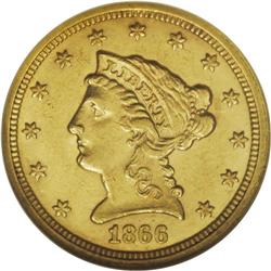 1866 $2 1/2 MS60 NGC. The 1866 Liberty Head quarter ea
