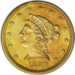 1880 $2 1/2 MS63 PCGS. Since just 2,960 pieces were st