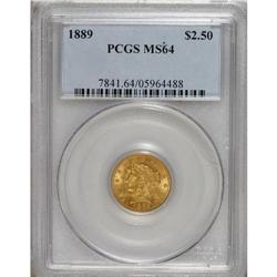 1889 $2 1/2 MS64 PCGS. This shimmering and suitably pr