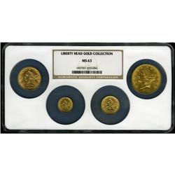 Liberty Head Gold Collection MS63 NGC, four Select ex