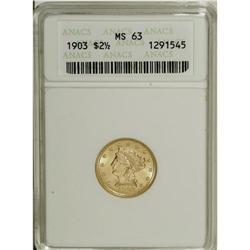 1903 $2 1/2 MS63 ANACS. This exactingly struck Select