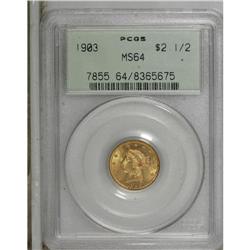 1903 $2 1/2 MS64 PCGS. A gorgeous canary-gold type coi