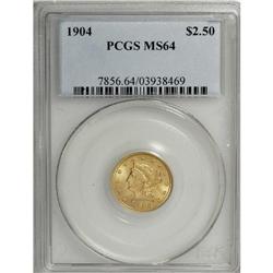 1904 $2 1/2 MS64 PCGS. Though the Philadelphia Mint''s