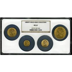 Liberty Head Gold Collection MS63 NGC, four represent