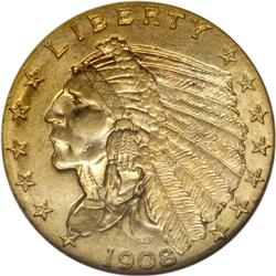 1908 $2 1/2 MS65 NGC. Though many individuals were qui