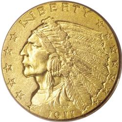 1911-D $2 1/2 AU55 PCGS. The mintmark has low relief,