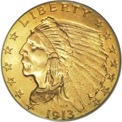 1913 $2 1/2 MS65 PCGS. The 1913 has the highest mintag