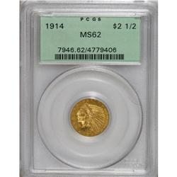 1914 $2 1/2 MS62 PCGS. Subtly lustrous with slightly h
