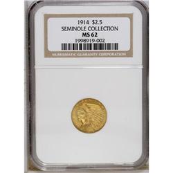 1914 $2 1/2 MS62 NGC. Ex: Seminole Collection. Dusky v