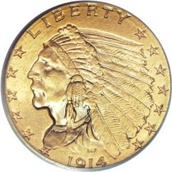 1914-D $2 1/2 MS64 PCGS. The 1914-D quarter eagle is g