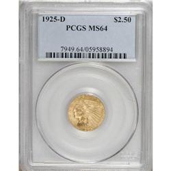 1925-D $2 1/2 MS64 PCGS. The 578,000 pieces minted for