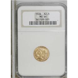 1926 $2 1/2 MS64 NGC. A Choice wheat-gold example of t