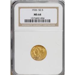 1926 $2 1/2 MS64 NGC. Well-defined with slightly frost