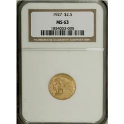 1927 $2 1/2 MS63 NGC. This Select yellow-orange repres