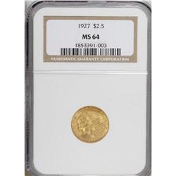 1927 $2 1/2 MS64 NGC. Boldly struck with satin luster