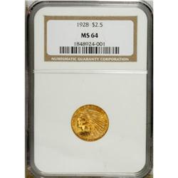 1928 $2 1/2 MS64 NGC. This piece, which derives from t