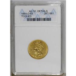 1854-O $3 --Tooled--ANACS. AU50 Details. NGC Census: (