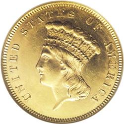 1855 $3 MS64 NGC. The mintages of early Philadelphia t