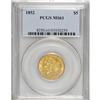 Image 1 : 1852 $5 MS61 PCGS. A straw-gold example with subdued b