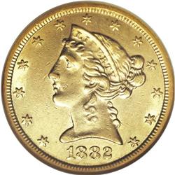 1882-CC $5 AU58 NGC. "The 1882-CC is the most availabl