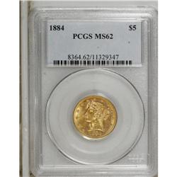 1884 $5 MS62 PCGS. This flashy 1884 half eagle has jus