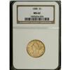 Image 1 : 1888 $5 MS62 NGC. The straw-gold of the obverse yields
