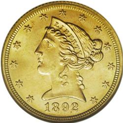 1892 $5 MS66 NGC. Though surprisingly elusive when all