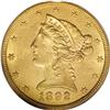 Image 1 : 1892-CC $5 MS62 PCGS. A satiny and sharply struck piec
