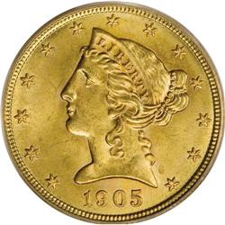 1905 $5 MS66 PCGS. In spite of its rather high mintage