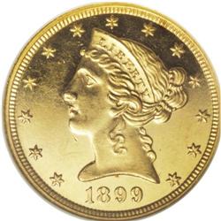 1899 $5 PR62 Cameo NGC. The design elements are crispl