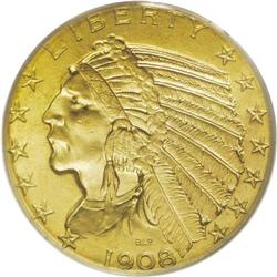 1908 $5 MS64 PCGS. 1908 was a transitional year for th