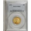 1913 $5 MS62 PCGS. Bright yellow-orange surfaces exhib