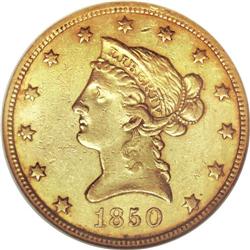 1850 $10 Small Date AU58 NGC. The Small Date is consid