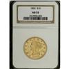Image 1 : 1852 $10 AU55 NGC. The pale wheat-gold fields retain m