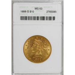 1888-S $10 MS63 ANACS. The first two stars are die dou