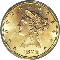 1890-CC $10 MS62 PCGS. An attractive representative of