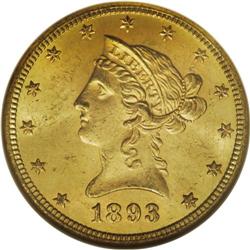 1893-S $10 MS64 NGC. This 1893-S ten dollar example of