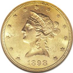 1898-S $10 MS63 NGC. Despite a significant mintage of