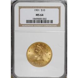 1901 $10 MS64 NGC. This boldly struck Choice Liberty e