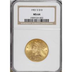 1901-S $10 MS64 NGC. This is one of the most common da
