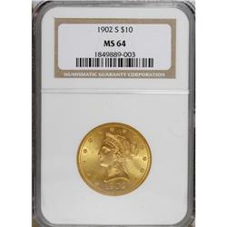 1902-S $10 MS64 NGC. This boldly struck Choice Liberty