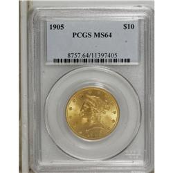 1905 $10 MS64 PCGS. Although collectible at the MS64 l