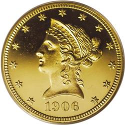1906 $10 PR64 Cameo PCGS. A tiny die lump (as made) on