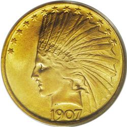 1907 $10 No Periods MS65 PCGS. This is the third and f