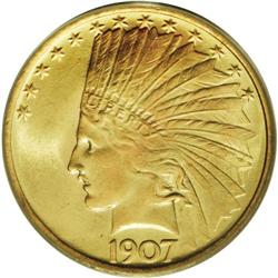 1907 $10 No Periods MS66 PCGS. A spectacular beauty, w