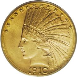 1910-D $10 MS64 PCGS. This lustrous khaki-gold represe
