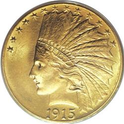 1915 $10 MS65 PCGS. Many survivors hail from this issu