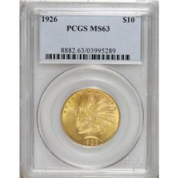 1926 $10 MS63 PCGS. This yellow-gold representative of