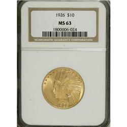 1926 $10 MS63 NGC. The surfaces of this striking eagle