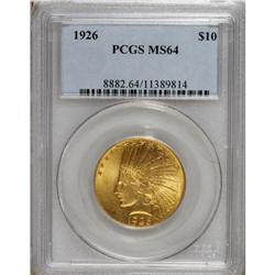 1926 $10 MS64 PCGS. Soft, pleasing luster defines this